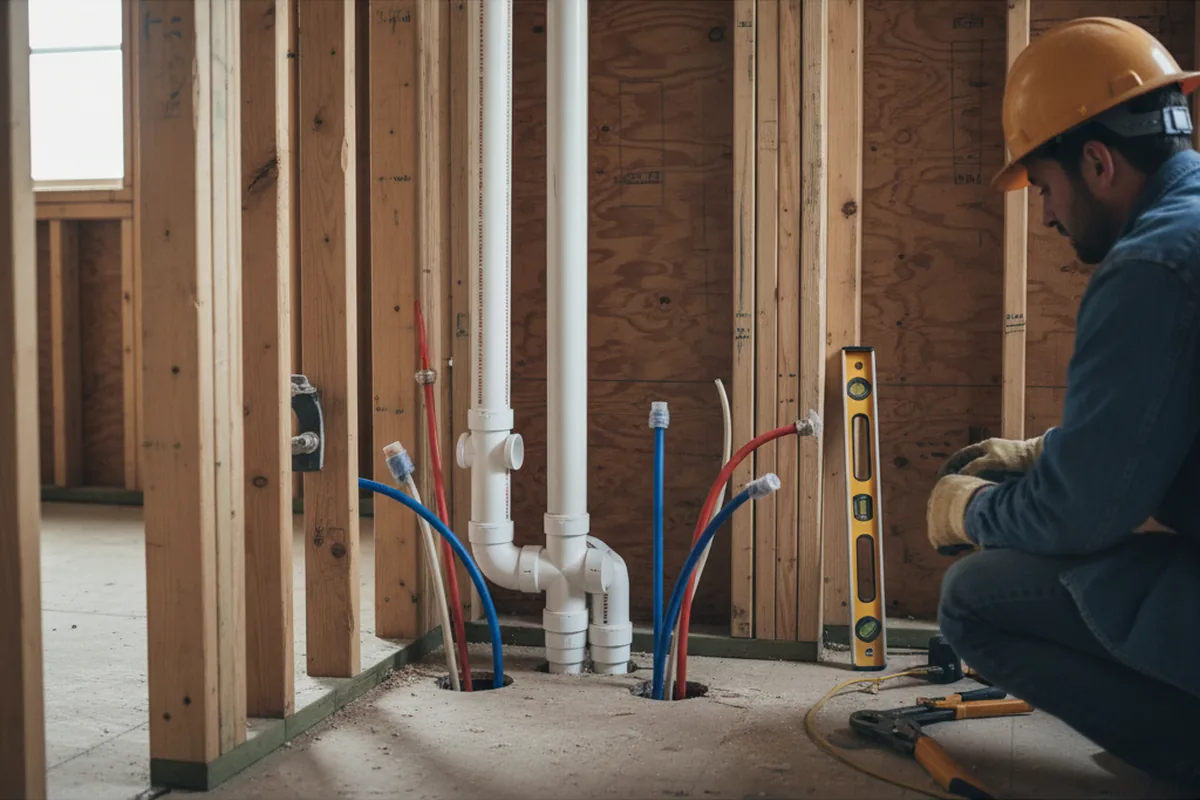 Drain and supply rough-in during Drain Cleaning in Mooresville